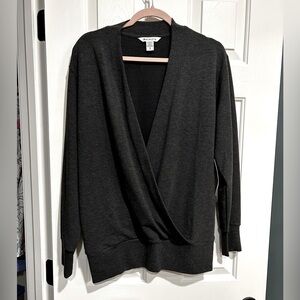 NWT Athleta Purana V-Neck Wrap Sweatshirt - Small -  black heather